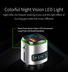 Reproductor MP3 para Auto con Manos Libres, Kit de Auto con LED Brillante, Adaptador de Radio, Carga USB-C PD, Transmisor FM con Cargador para Auto - Product Image 3