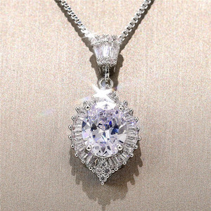 Colgante de Diamante Blanco Corte Ovalado Diamante Natural Joyería Clásica para Mujer XL636 - Product Image 1