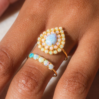 Bague Gemnel Ronde en Opale Ombre Quinn Plaquée Or 18 carats Argent Sterling 925 Bande Scintillante