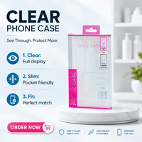 Boîte pliante en PVC recyclable personnalisée avec fenêtre, étui transparent pour téléphone portable avec impression en relief