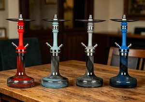 Modern Glass <b>Hookah</b> Stainless Steel Shisha Base Metal <b>Pipe</b> Body Double Hose Lounge Use - Product Image 3
