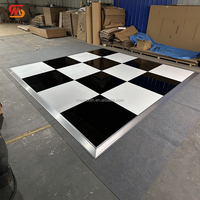 Plancher de danse miroir à carreaux noir et blanc lisse pour intérieur/extérieur, plancher de danse portable pour mariage, décoration d'événements