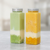 Bouteilles carrées en PET de qualité supérieure avec bouchon à vis, étanches, de qualité alimentaire, pour soda, jus, lait, thé, boissons froides, conteneur personnalisable avec logo, commande en gros