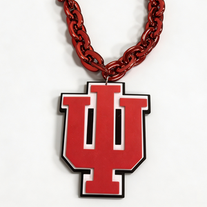 Collier en <span class=keywords><strong>mousse</strong></span> EVA avec lettres géantes IU, pendentif surdimensionné à maillons épais rouges, blancs et noirs à 3 couches pour les jours de match universitaires - Product Image 1