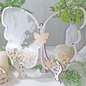 <b>Wooden</b> Butterfly Wedding Guestbook Sign-In Frame With Heart <b>Box</b> Decorative Craft Tabletop Floral Design Diy Wedding Signs - Product Image 2