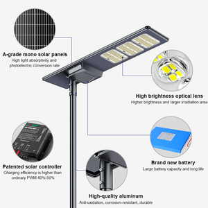 Lampadaires solaires 220lm/w, étanches IP65, pour routes, autoroutes, places, longue durée de vie, lampadaire solaire tout-en-un - Product Image 3