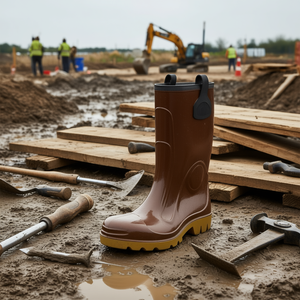 Bottes de sécurité Ttake en PVC marron, modèle Tronchetto 48, semelle en crêpe - Product Image 3