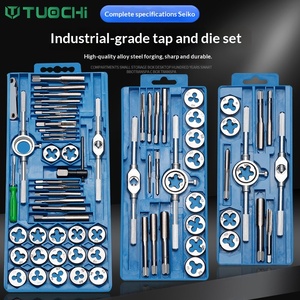Tap and Die <strong>Set</strong> 12-Piece Hardware <strong>Tools</strong> Hand Tap Wrench Round Die <strong>Reamer</strong> <strong>Set</strong> Metric and Imperial - Product Image 1
