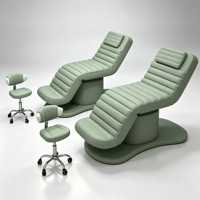 Fauteuil de soin esthétique électrique à 3 moteurs en cuir PU rose, réglable en hauteur, inclinable et rotatif, lit de spa facial cosmétique