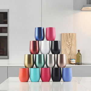 XL-Wholesale12oz Stainless Steel Vacuum <strong>Tumbler</strong> Egg Shape Insulated <strong>Wine</strong> Mug BPA Free <strong>Wine</strong> Cup Double Wall <strong>Wine</strong> <strong>Tumbler</strong> with Lid - Product Image 5