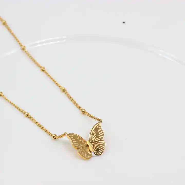 Filigree Butterfly Charm Necklace in 9ct Gold | Gold Boutique