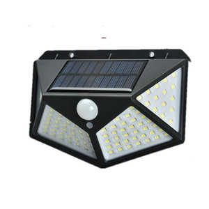 Vendedor superior 100 Led Solar Powered PIR Sensor de movimiento Lámpara de pared solar para exteriores IP65 Luz de pared impermeable para jardín - Product Image 1