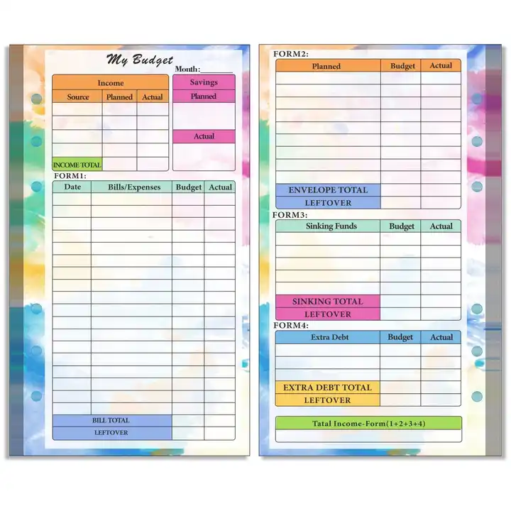 a6 budget sheet planner organizer insert