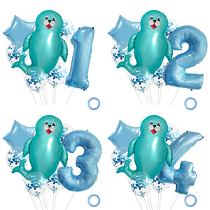 <span class=keywords><strong>Globo</strong></span> de película de aluminio semanal de León de agua de dibujos animados creativos para decoración de fondo de fiesta de cumpleaños con tema de mar - Product Image 1