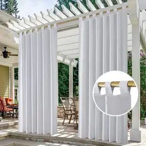 % 100% Polyester yeni tasarım panelleri Tab üst açık perdeler veranda için su geçirmez karartma açık perdeler düz renk