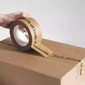 Eco amigável logotipo personalizado impresso autoadesivo Kraft papel embalagem fita embalagem fita