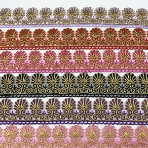 Commercio all'ingrosso <span class=keywords><strong>in</strong></span> poliestere ricamo oro filo smerlato pizzo rifinitura 6.5cm per matrimonio nuziale <span class=keywords><strong>Organza</strong></span> tessuto bordino abito - Product Image 4