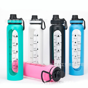 ขวดน้ำแก้วพกพา 1000 มล. ฝาไม้ไผ่ สำหรับนักเรียน ใช้สำหรับกีฬากลางแจ้ง - Product Image 2