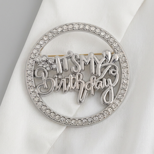 Broche de Moda al por Mayor con Pedrería '<span class=keywords><strong>Es</strong></span> Mi Cumpleaños', Pin Circular de Cristal para Fiesta de Cumpleaños, Regalo de Joyería para Mujeres y Niñas - Product Image 3
