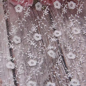 In Stock White Floral Knitted French Elastic Tulle <strong>Lace</strong> <strong>Fabric</strong> for Lingerie and Clothes - Product Image 4