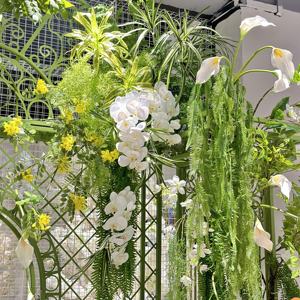 วัสดุดอกไม้ Phalaenopsis ผ้าไหมกุหลาบสีเขียวใบดอกไม้ประดิษฐ์ดอกไม้สําหรับงานแต่งงานระเบียง Shop Decor - Product Image 3