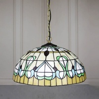 Lustre suspendu LongHuiJing à motif baroque de 20 pouces pour lampes de plafond de style vitrail, angle de faisceau de 360°