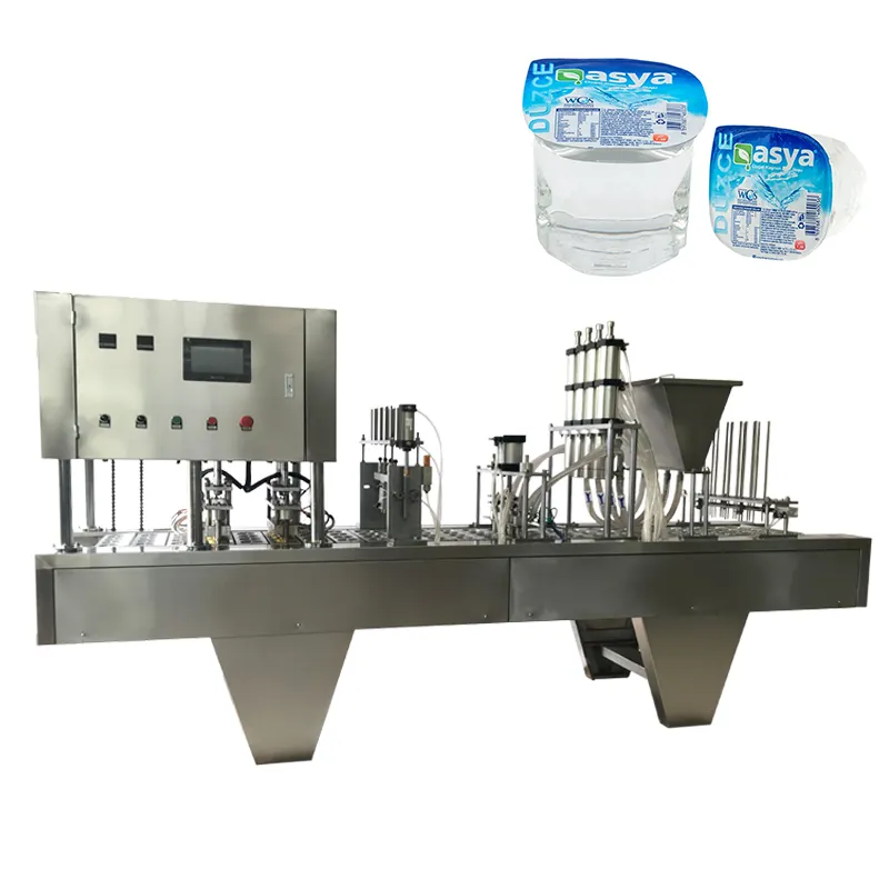 प्लास्टिक दूध पानी दही चाय कप सील मशीन स्वत: कप भरने और मशीन सील