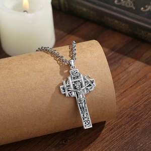 <span class=keywords><strong>Collier</strong></span> Crucifix Jésus en Laiton Plaqué <span class=keywords><strong>Argent</strong></span> Vieilli, Pendentif Croix INRI IHS, Médaille Religieuse Catholique, Bijou Pendentif - Product Image 4