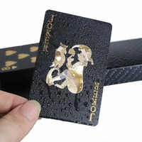 Jeu de cartes de poker personnalisé en PVC plastique avec impression du logo sur le devant et le dos, noir et or, imperméable, sublimation, avec boîte