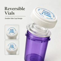 Flacon en plastique réversible résistant aux enfants, anti-odeur, avec bouchon à vis facile à ouvrir pour le stockage de médicaments et de petites pièces