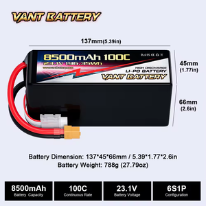 VANT HV 드론 배터리 6S 10000/12000/16000/20000mAh 23.1V 100C FPV 리포 배터리 (7인치, 8인치, 10인치, 13인치, 15인치 FPV 드론용) - Product Image 2
