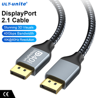 Câble DP tressé ULT-unite 1m 2m 3m DP2.1V 40Gbps HDR, prend en charge 16K 8K 60Hz 4K 240Hz