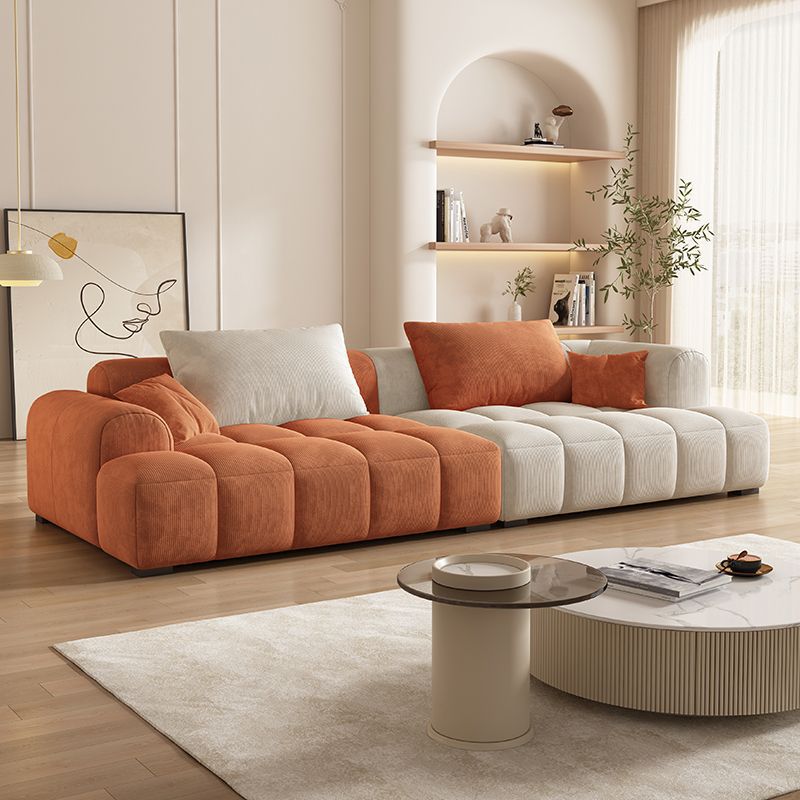 Soft Corduroy Rice White with Orange