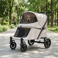 Poussette pliable à 4 roues pour chiens et chats, avec fermeture éclair, rampe de chargement, maille respirante, chariot de voyage extérieur compatible avec les voitures