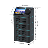 Estación de Alquiler de Baterías Portátiles de 16 Ranuras con Terminal POS y ABS Ignífugo - Carga Compartida de Laptops para Cafeterías/Bares con Puerto 3 en 1