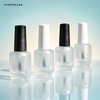 Conteneur cosmétique personnalisé de 15 ml, flacons en verre pour vernis à ongles, forme ronde, finition givrée avec bouchon à vis, vente en gros pour salon de manucure