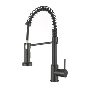 Tidjune Commercial Grifos De Cocina Black Brass Single Handle Single Lever Pull Down Sprayer Spring Kitchen Sink <strong>Faucet</strong>