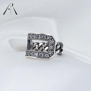 <span class=keywords><strong>Vantage</strong></span> Punk Trendy Hip Hop Street Style forma cuadrada con piedra de circón hueco S925 anillos de ley - Product Image 1