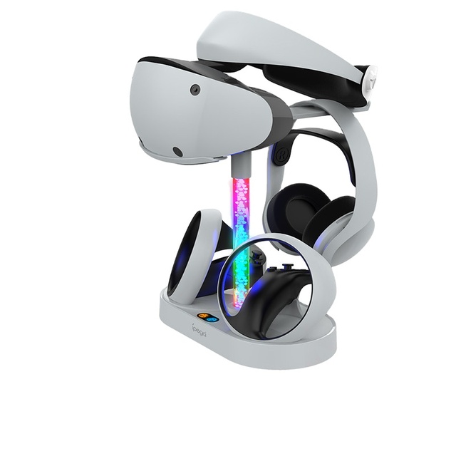 With RGB Light Indicator Light Dual Controller Charging Dock Station for PS VR2 VR Headset Display Charger Stand