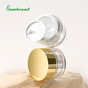 Tarro de crema PET personalizable de 20ml, lujosa tapa chapada en oro con Protector de lengüeta para tirar, envases cosméticos transparentes, tarros de plástico - Product Image 2