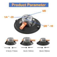 Çok fonksiyonlu 4.5 inç vakumlu vantuz taşınabilir montaj tabanı, araba seyahat kamerası fotoğrafçılığı için M6 1/4 "-20 3/8 "-16 dişli