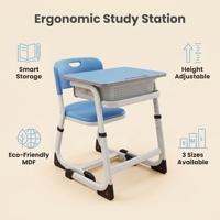 Ensemble de bureau et chaise ergonomiques modernes pour l'école, hauteur réglable, mobilier de classe pour étudiants, table d'apprentissage pour l'école primaire et secondaire