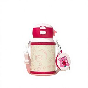 Wholesale BPA FREE 316 Stainless Steel Baby Portable Child Kid 450Ml Sports Thermos <b>Bottle</b> Tumbler Flask With Straw Rope - Product Image 1