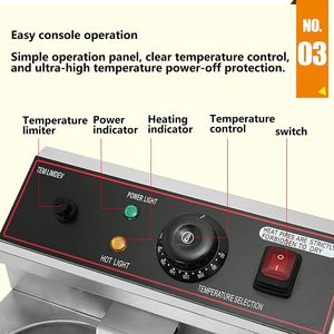 Friteuse professionnelle double 10+10L avec contrôle de température, bac à huile amovible, panier en acier inoxydable, économie d'énergie - Product Image 4
