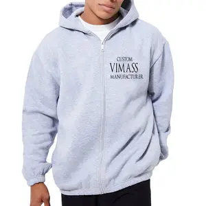 VIMASS OEM custom made men's hoodies sweatshirts blank plain Zip up Hoodies Oversized cotton fleece Hoodi with zipper