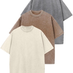 T-shirt à manches courtes décontracté pour homme, couleur unie, tissu légèrement usé pour un look vieilli, idéal pour les sorties décontractées - Product Image 3