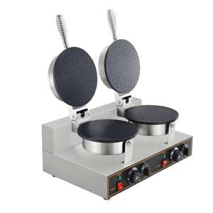 Máquina Comercial para Hacer Conos de Waffle de Acero Inoxidable y Aluminio Fundido de 220V, de Una o Dos Cabezas, Nueva - Product Image 2