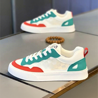Nouveauté été, baskets blanches de style coréen à lacets, chaussures tendance pour hommes, design patchwork en PU, légères et respirantes