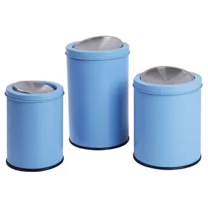 IBARLOM metallo pattumiera per rifiuti semplici contenitori di carta a doppio strato cilindrico per il riciclaggio bidone della spazzatura con coperchio per agitare