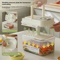 Pot de conservation et récipient à kimchi en plastique blanc de style coréen, breveté, avec poignée, capacité de 3,1 à 4 L, pour une utilisation en cuisine